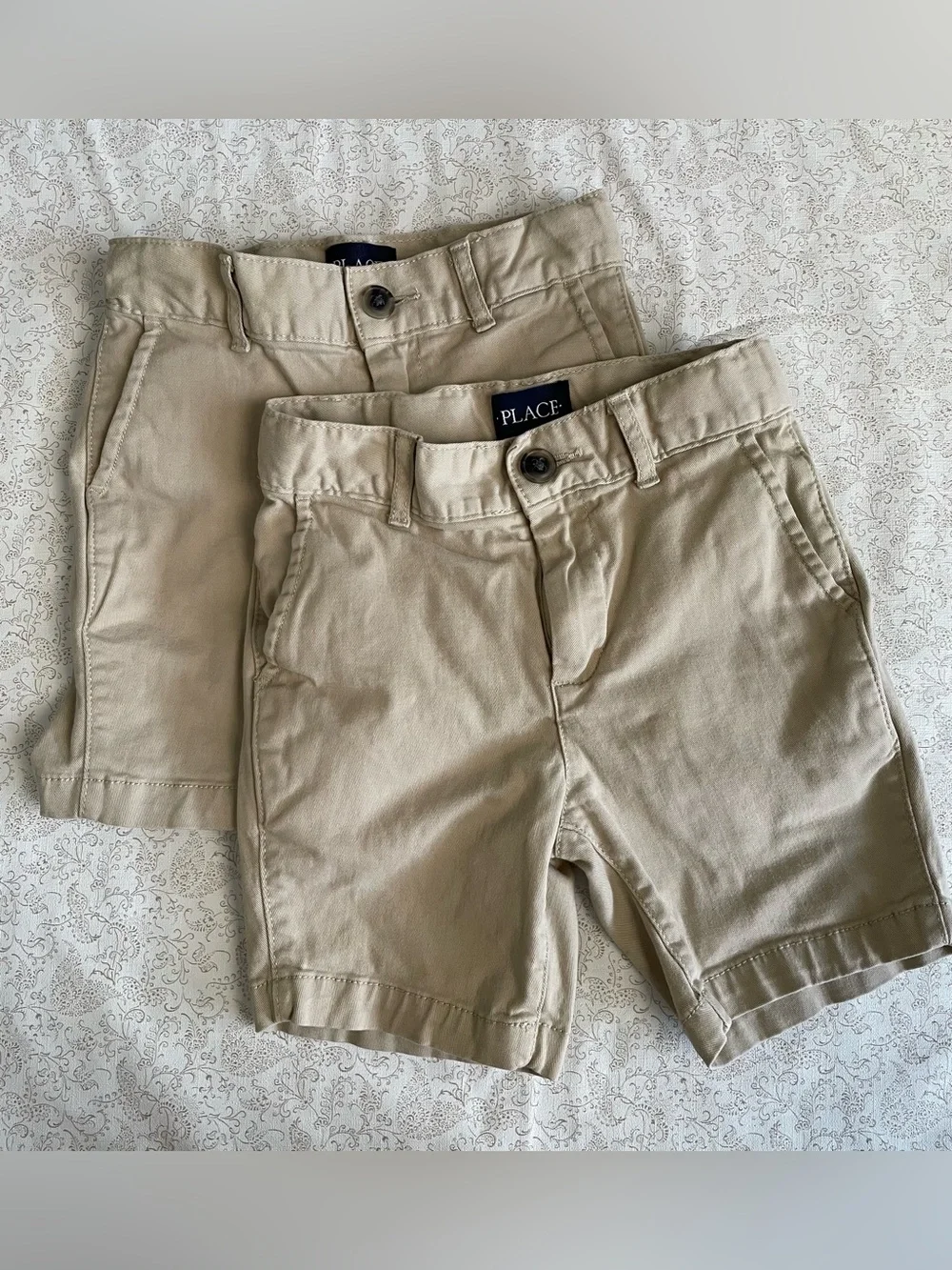 The Childrens Place Khaki Boys Chino Shorts Size 4 Lot of 2 School Light Tan
